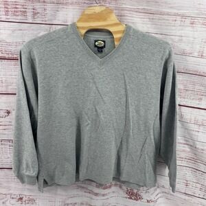 Tommy Bahama Sweater Mens XL Gray V-Neck Cotton Long Sleeve Knit Casual Preppy